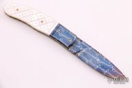 Damascus and Pearl Linerlock w/ Gold Pins