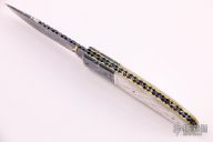 Damascus and Pearl Linerlock w/ Gold Pins