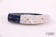 Damascus and Pearl Linerlock w/ Gold Pins