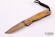 Small Sebenza w/ Box Elder Inlay and Bronze Damascus - 2000 Edition
