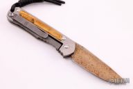 Small Sebenza w/ Box Elder Inlay and Bronze Damascus - 2000 Edition