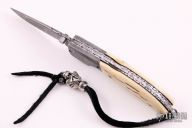 Damascus and Mammoth Ivory Assisted Lockback