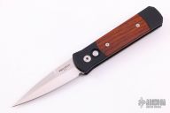 Godson 706-C - Black Handle w/ Cocobolo Inlays / Satin Blade / Plain Edge