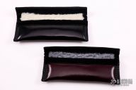 Bill's Custom Cases "No Tags" - Set of Two 7" - Burgundy Kid Skin w/ Grey Stuff Lining and Black Kid Skin with White Shearling Lining