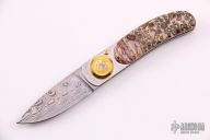 Paul Pocket Knife - Damascus and Stone