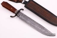 Coffin Handled Bowie - Damascus and Snakewood