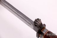 Coffin Handled Bowie - Damascus and Snakewood