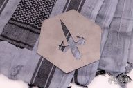 Marfione Custom Knives Coaster and Shemagh