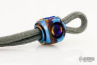 Timascus Mokuti EDC Handmade para-cord lanyard bead, Cube finish