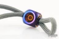 Titanium EDC Handmade para-cord lanyard bead, Spikey Cube finish