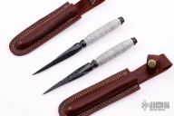 Set of Damascus Triangle Daggers