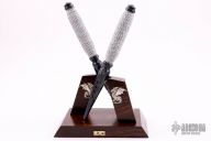 Set of Damascus Triangle Daggers