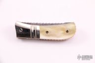 Damascus and Gold Lip Pearl Linerlock