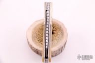 Damascus and Gold Lip Pearl Linerlock