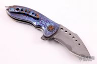 Deluxe Hornet Flipper #124 - San Mai Damascus and MokuTi