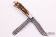 Large Two-Blade Trapper - Damascus and Mammoth Ivory