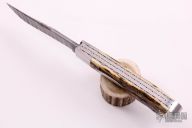 Large Two-Blade Trapper - Damascus and Mammoth Ivory