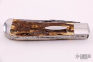 Large Two-Blade Trapper - Damascus and Mammoth Ivory