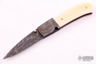 Damascus and Gold Lip Pearl Linerlock