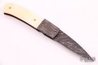 Damascus and Gold Lip Pearl Linerlock