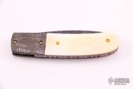 Damascus and Gold Lip Pearl Linerlock