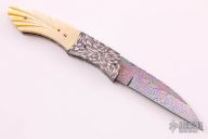 Damascus and Gold Lip Pearl Linerlock