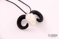 Ram's Head Carved Bone Necklace
