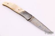 Damascus and Gold Lip Pearl Linerlock