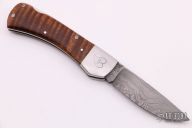 Damascus and Curly Maple Lockback