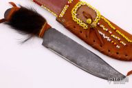 8" Primitive Bowie w/ Beaded Sheath