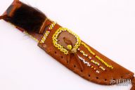 8" Primitive Bowie w/ Beaded Sheath