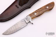 Damascus and Mammoth Ivory Drop Point