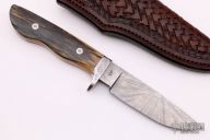 Damascus and Mammoth Ivory Drop Point