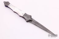 Large Saber Auto - Damascus and Mother of Pearl