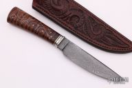 Damascus Hunter w/ Silver Wire Inlay