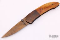 Damascus Linerlock w/ Carved Bone