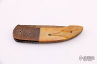 Damascus Linerlock w/ Carved Bone