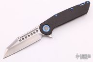 Warhound-Stonewash- Carbon Fiber Handle w/ Blue Titanium Hardware S/N001