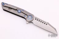Warhound-Stonewash- Carbon Fiber Handle w/ Blue Titanium Hardware S/N001