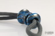 ZircuTi Dark Timascus Handmade EDC Paracord Lanyard Bead, SIlver-Blue finish