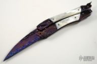 Carved Damascus & Pearl Balisong