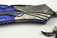 Carved Damascus & Black Lip Pearl Folder