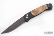Brend Auto #1 - Black Handle w/ Maple Burl / Black Plain Edge