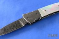 Damascus & Pearl Bolster Release Automatic Linerlock