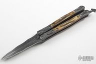 Carved Damascus & Stag Balisong