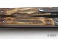 Carved Damascus & Stag Balisong