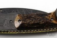 Assisted Damascus & Stag Karambit Folder