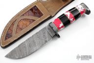 Damascus, Jasper & Buffalo Horn Knife