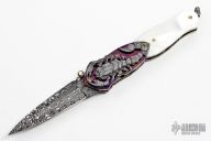 Assisted Carved Damascus & Pearl Folder