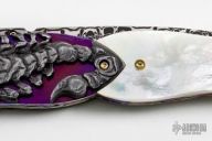 Assisted Carved Damascus & Pearl Folder